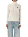 Polo Ralph Lauren Wool And Cashmere Cable-knit Turtleneck In White