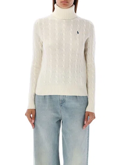 Polo Ralph Lauren Wool And Cashmere Cable-knit Turtleneck In White