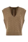 Polo Ralph Lauren Wool And Cashmere Cable-knit Vest In Brown