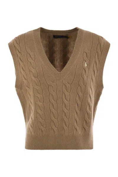 POLO RALPH LAUREN POLO RALPH LAUREN WOOL AND CASHMERE CABLE-KNIT VEST