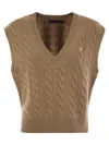 Polo Ralph Lauren Wool And Cashmere Cable-knit Vest In Camel