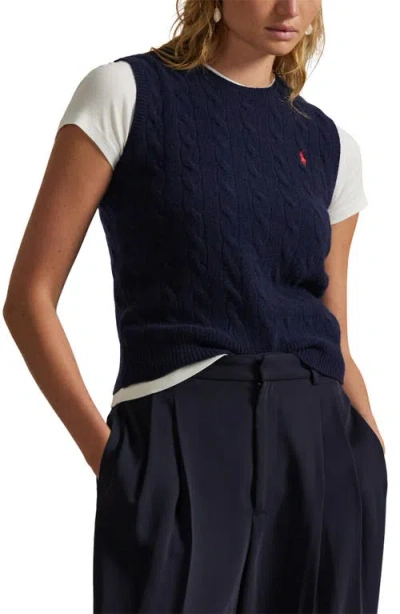 Polo Ralph Lauren Wool & Cashmere Cable Vest In Brown