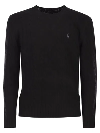 Polo Ralph Lauren Wool And Cashmere Cable-knit Sweater In Black