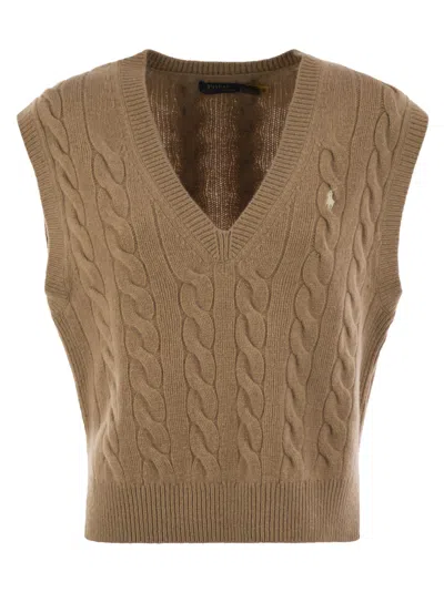 Polo Ralph Lauren Wool And Cashmere Cable-knit Vest In Multi