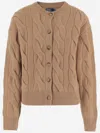 Polo Ralph Lauren Wool And Cashmere Cable Knit Cardigan In Brown