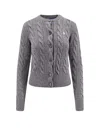 Polo Ralph Lauren Cable Knit Sweater With Button-up Front And Fitted Ribbed Hem In Gray