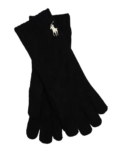 Polo Ralph Lauren Wool & Cashmere Classic Cable Gloves In Black