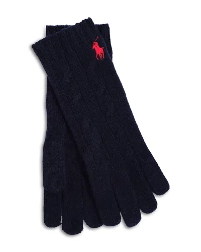 Polo Ralph Lauren Wool & Cashmere Classic Cable Gloves In Blue