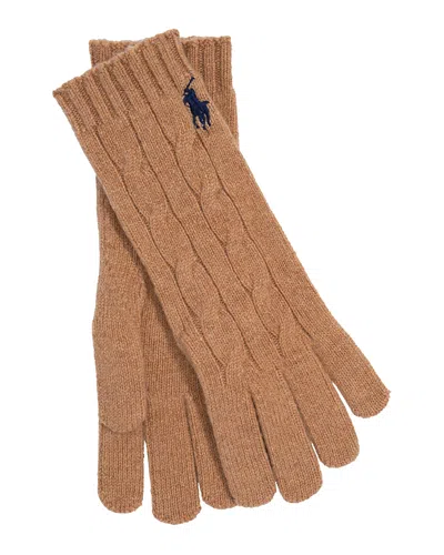 Polo Ralph Lauren Wool & Cashmere Classic Cable Gloves In Brown