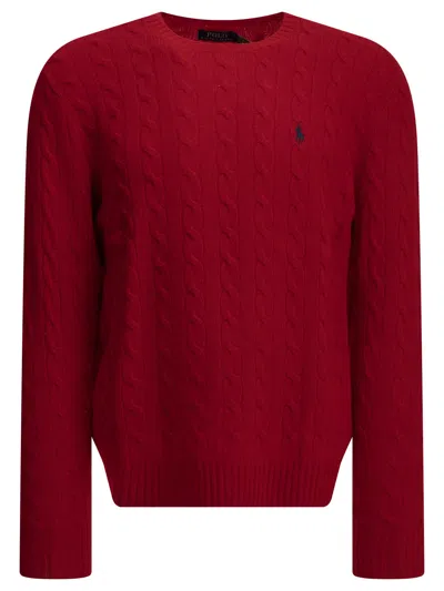 Polo Ralph Lauren Wool And Cashmere Crew Neck Sweater With Logo In Red