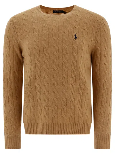 Polo Ralph Lauren Iconica Maglia A Trecce Lana E Cashmere. Regular-fit. Girocollo. Sweater In Nude