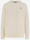 Polo Ralph Lauren Classic Cable Knit Sweater With Round Neckline And Ribbed Details In White