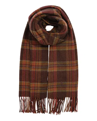 Polo Ralph Lauren Wool & Cashmere Plaid Scarf In Brown