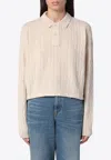Polo Ralph Lauren Wool And Cashmere Cable-knit Polo Shirt In Beige
