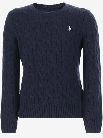 Polo Ralph Lauren Kids' Wool And Cashmere Pullover With Logo In Blue