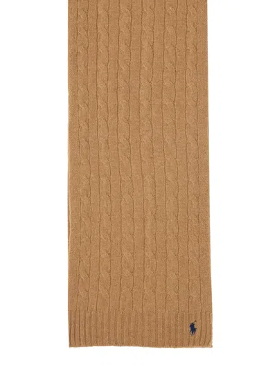 Polo Ralph Lauren Wool & Cashmere Scarf In Beige
