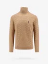 Polo Ralph Lauren Cable Knit Turtleneck Sweater With Embroidered Logo