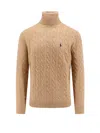 Polo Ralph Lauren Cable Knit Turtleneck Sweater With Embroidered Logo