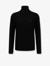 Polo Ralph Lauren Cable Knit Black Turtleneck Sweater With Embroidered Logo In Black