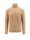 Polo Ralph Lauren Wool And Cashmere Sweater With Frontal Logo In Brown