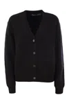 Polo Ralph Lauren Wool And Cashmere V-neck Cardigan In Black