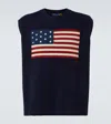 Polo Ralph Lauren Oversized Flag Motif Sleeveless Vest In Blue