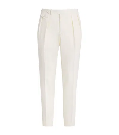 Polo Ralph Lauren Wool Barathea Pleated Trousers In Neutral