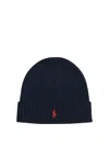 Polo Ralph Lauren Embroidered-logo Ribbed Beanie In Blue