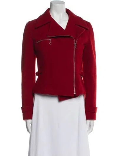 Pre-owned Polo Ralph Lauren Wool Biker Jacket In Red