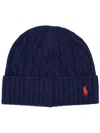 Polo Ralph Lauren Wool Blend Cable Knit Beanie Hat In Blue