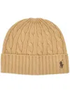 Polo Ralph Lauren Wool Blend Cable Knit Beanie Hat In Brown