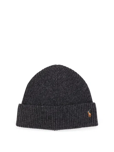 Polo Ralph Lauren Wool Blend Beanie Hat In Gray