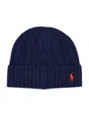 Polo Ralph Lauren Wool Blend Cable Knit Beanie Hat In Blue