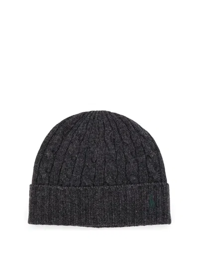 POLO RALPH LAUREN WOOL BLEND CABLE KNIT BEANIE HAT