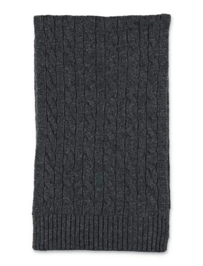 Polo Ralph Lauren Wool-blend Cable-knit Scarf In Gray