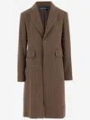 Polo Ralph Lauren Herringbone Single-breasted Coat In Brown
