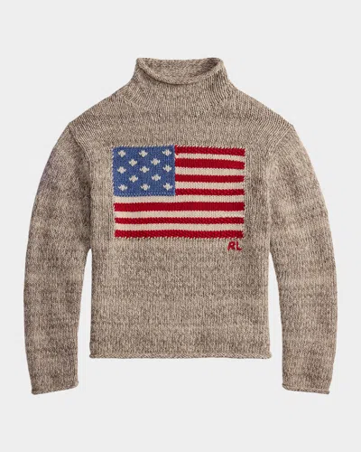 POLO RALPH LAUREN WOOL-BLEND EMBROIDERED FLAG SWEATER