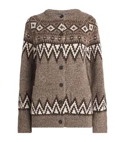 Polo Ralph Lauren Wool-blend Fair Isle Cardigan In Blue