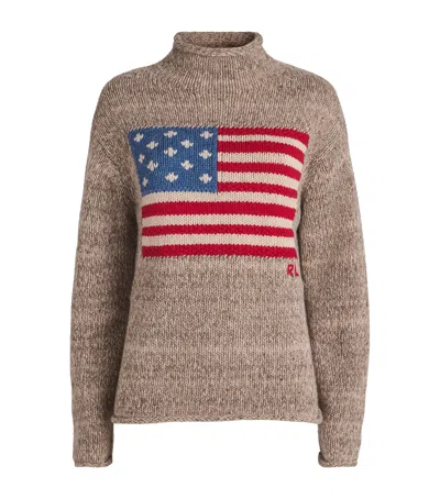 POLO RALPH LAUREN WOOL-BLEND FLAG ROLLNECK SWEATER