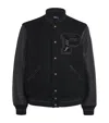 Polo Ralph Lauren Ribbed Collar Bomber Jacket With Leather Sleeves In Black