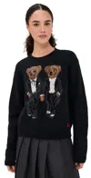 Polo Ralph Lauren Wool Blend Long Sleeve Crew Neck Sweater Pebble Multi In Black