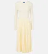 Polo Ralph Lauren Sweater-bodice Long-sleeve Dress In Beige