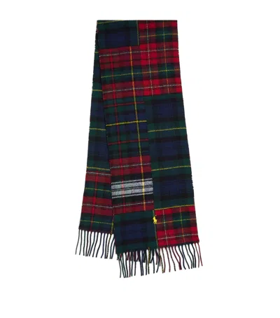 POLO RALPH LAUREN WOOL-BLEND PLAID FRINGED SCARF