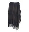 Polo Ralph Lauren Fringed Plaid Wool-blend Wrap Skirt In Multi