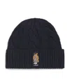 Polo Ralph Lauren Midnight Blue Wool Blend Beanie Hat In Blue