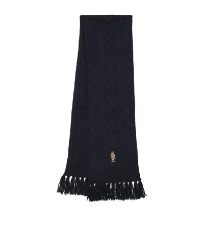 Polo Ralph Lauren Wool-blend Polo Bear Scarf In Blue