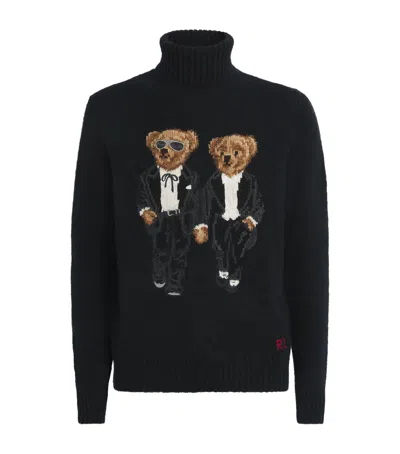 POLO RALPH LAUREN WOOL-BLEND RALPH & RICKY TUXEDO POLO BEAR ROLLNECK SWEATER