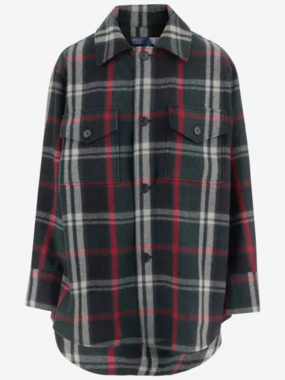 Polo Ralph Lauren Wool Blend Shirt With Check Pattern In Black