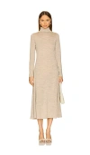Polo Ralph Lauren Long Sleeve Turtleneck Wool Blend Jersey Dress In Tuscan Beige Heather