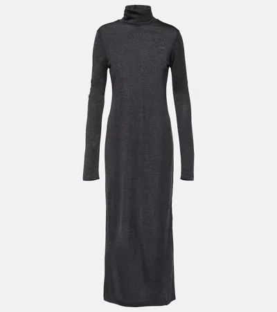 Polo Ralph Lauren Wool-blend Turtleneck Midi Dress In Grey